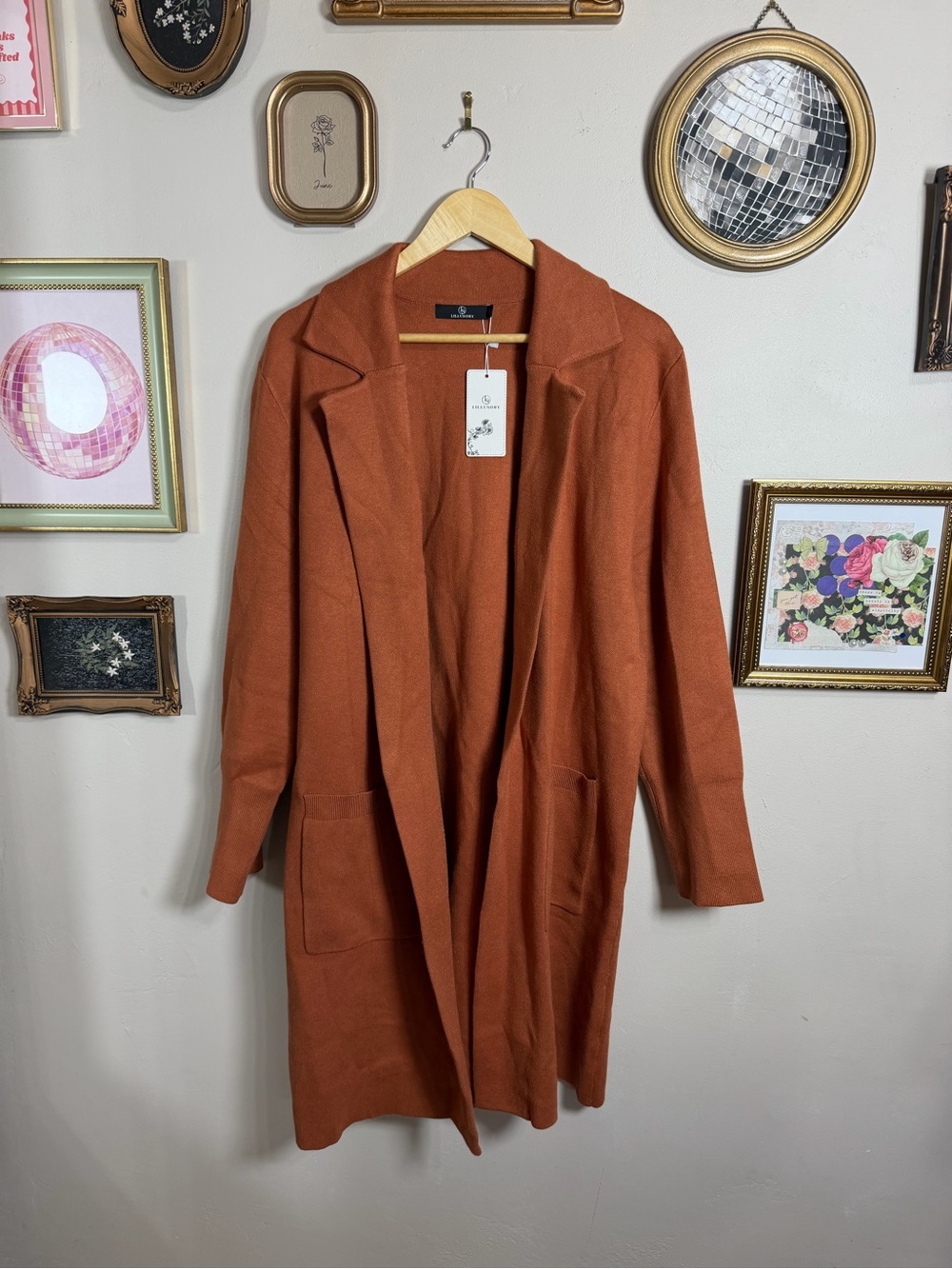 Open-Front Trench Coatigan in Rust
